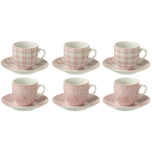 J-Line tasse + sous-tasse - céramique - rose - boîte de 6