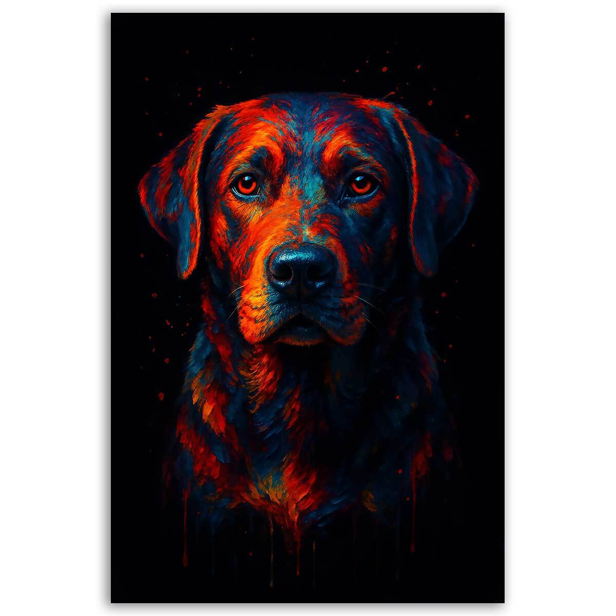 Tableau chien néon expressif Toile imprimée