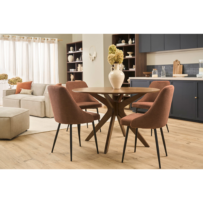 Chaises en tissu chenille vert kaki et métal noir (lot de 2) HASTA
