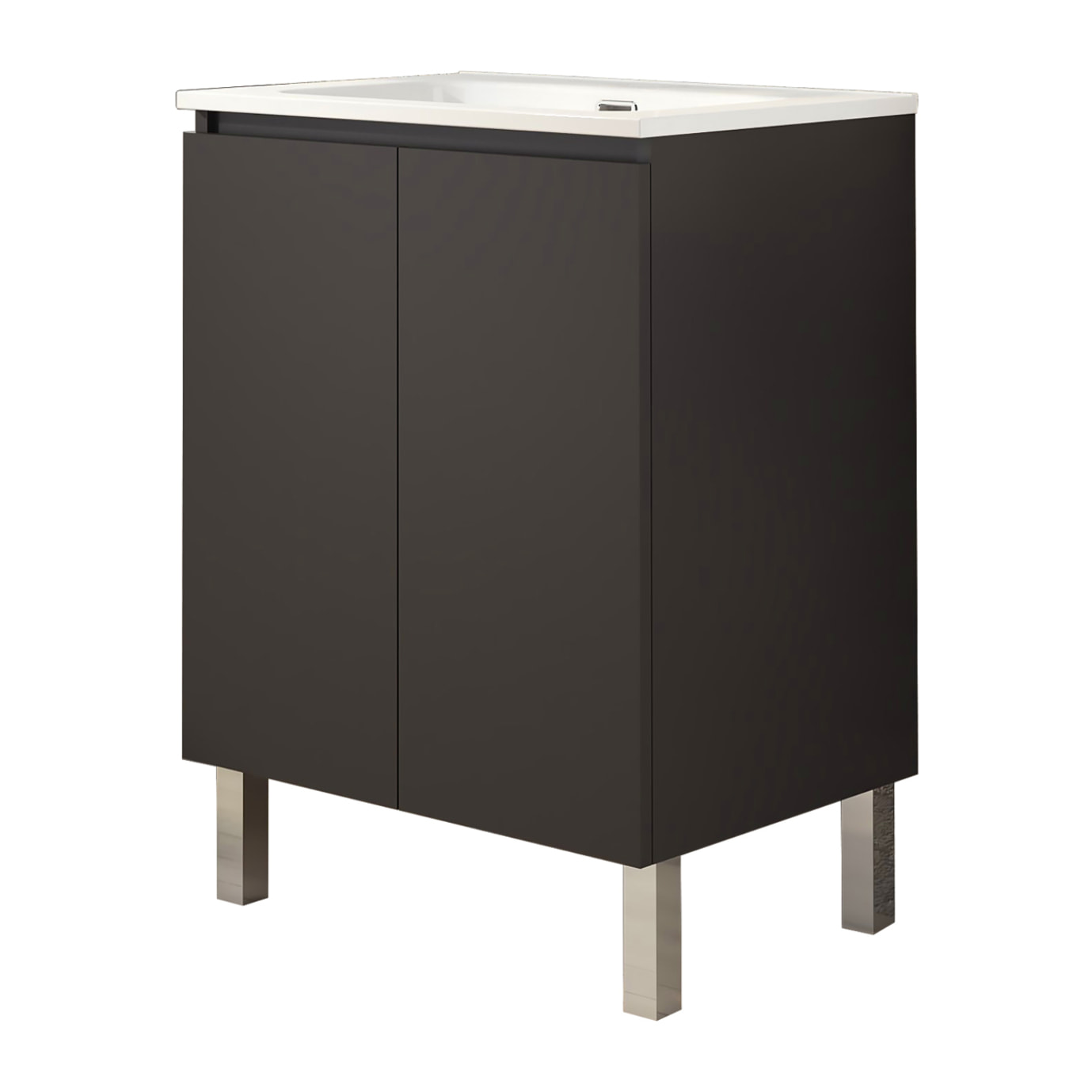 Ensemble de Salle de Bain Lust | 60 cm Noir Mat | Deux Portes | Lavabo Encastré | N'inclut pas le Miroir | Meuble Assemblé | Alday