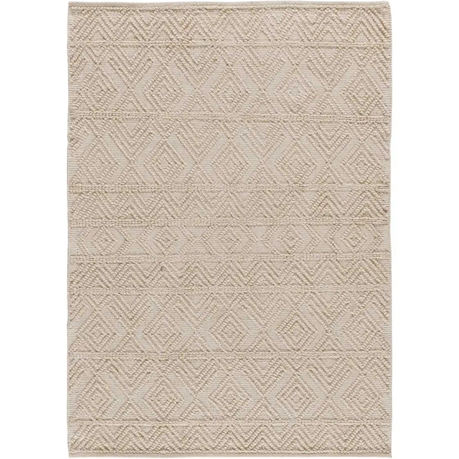 PAMUK Alfombra étnica algodón reciclado con relieve en crema, varias medidas disponibles