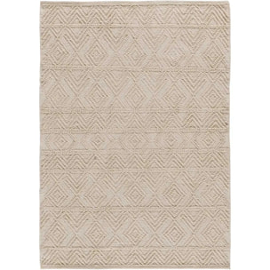 PAMUK Alfombra étnica algodón reciclado con relieve en crema, varias medidas disponibles