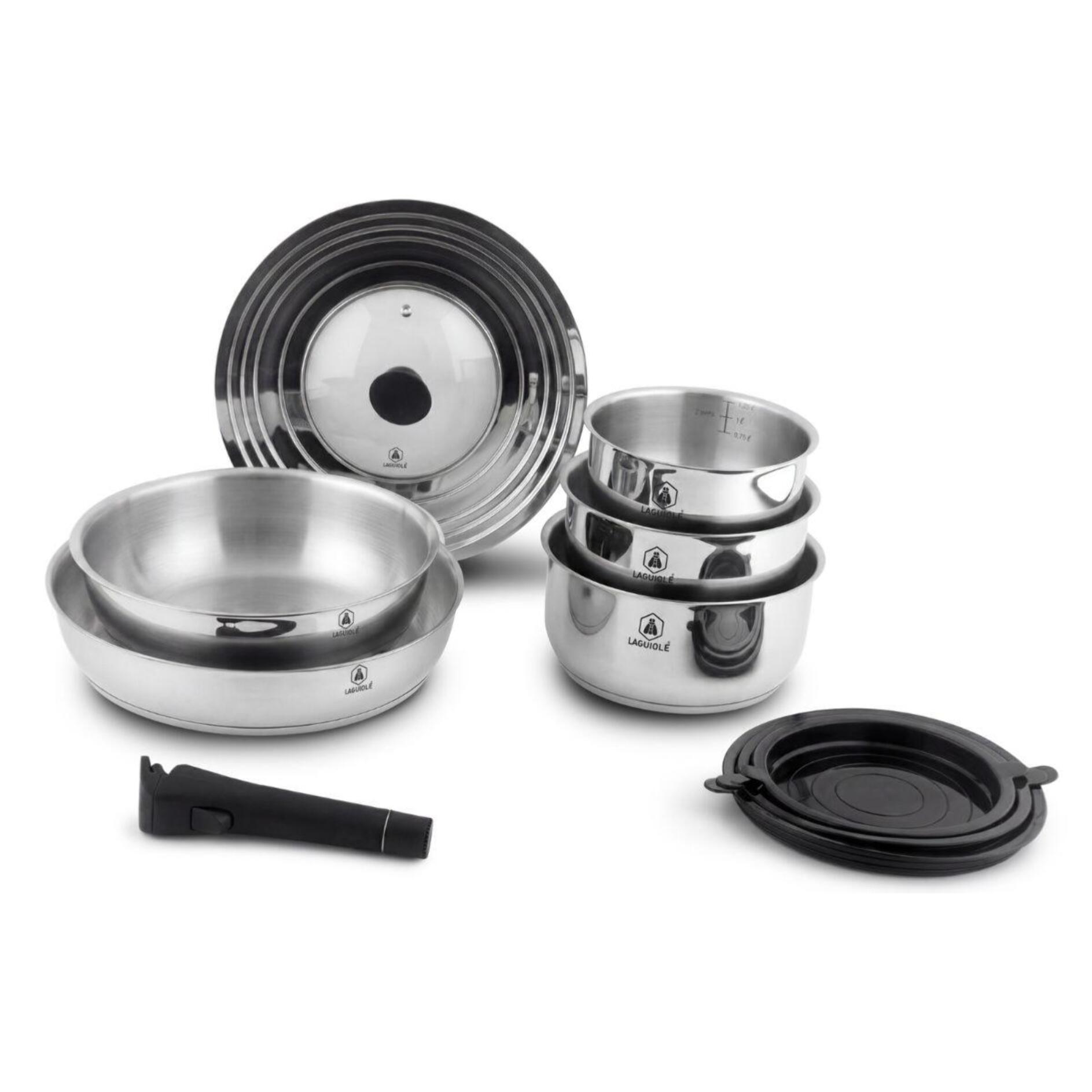 Set de 10 pièces amovible inox induction - "Réactif"