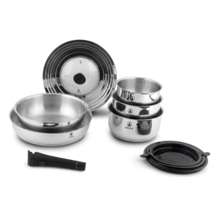 Set de 10 pièces amovible inox induction - "Réactif"