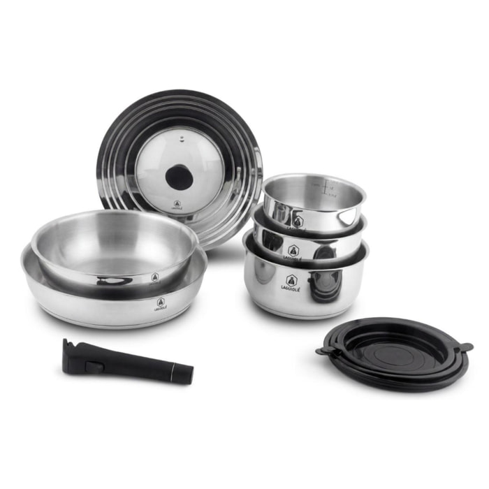 Set de 10 pièces amovible inox induction - "Réactif"