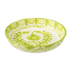J-Line plat Granada Low - céramique - blanc/vert - large - Ø 25 cm
