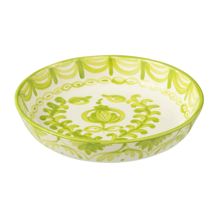 J-Line plat Granada Low - céramique - blanc/vert - large - Ø 25 cm