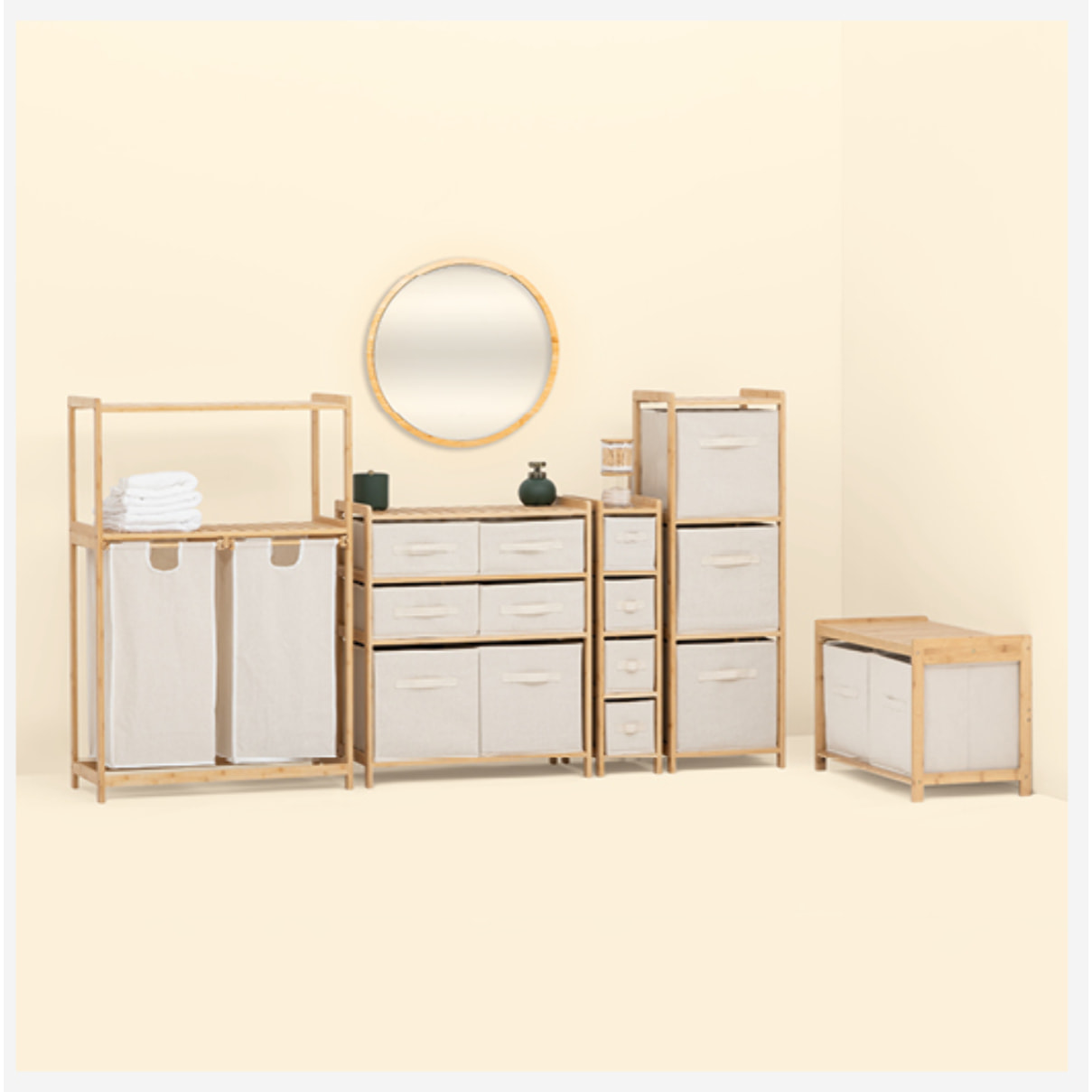 Étagère "Tidy Box" avec paniers en bambou marron 66x33,3cm