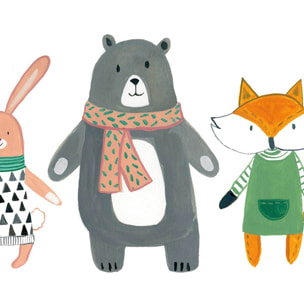 Affiche enfant copains de quartier  Affiche + cadre en bois - Chêne