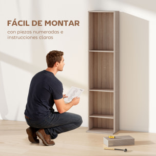 Estantería para CDs y DVDs Soportes para CD Estrechos con 9 Compartimentos Estantes Ajustables para Salón Oficina 33x24x140 cm Madera Natural