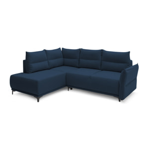 Arya - canapé d'angle convertible - avec coffre - 5 places - style contemporain - gauche - Bleu