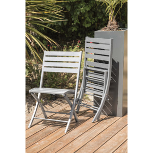 MARIUS - Ensemble repas de jardin 4 places en aluminium gris