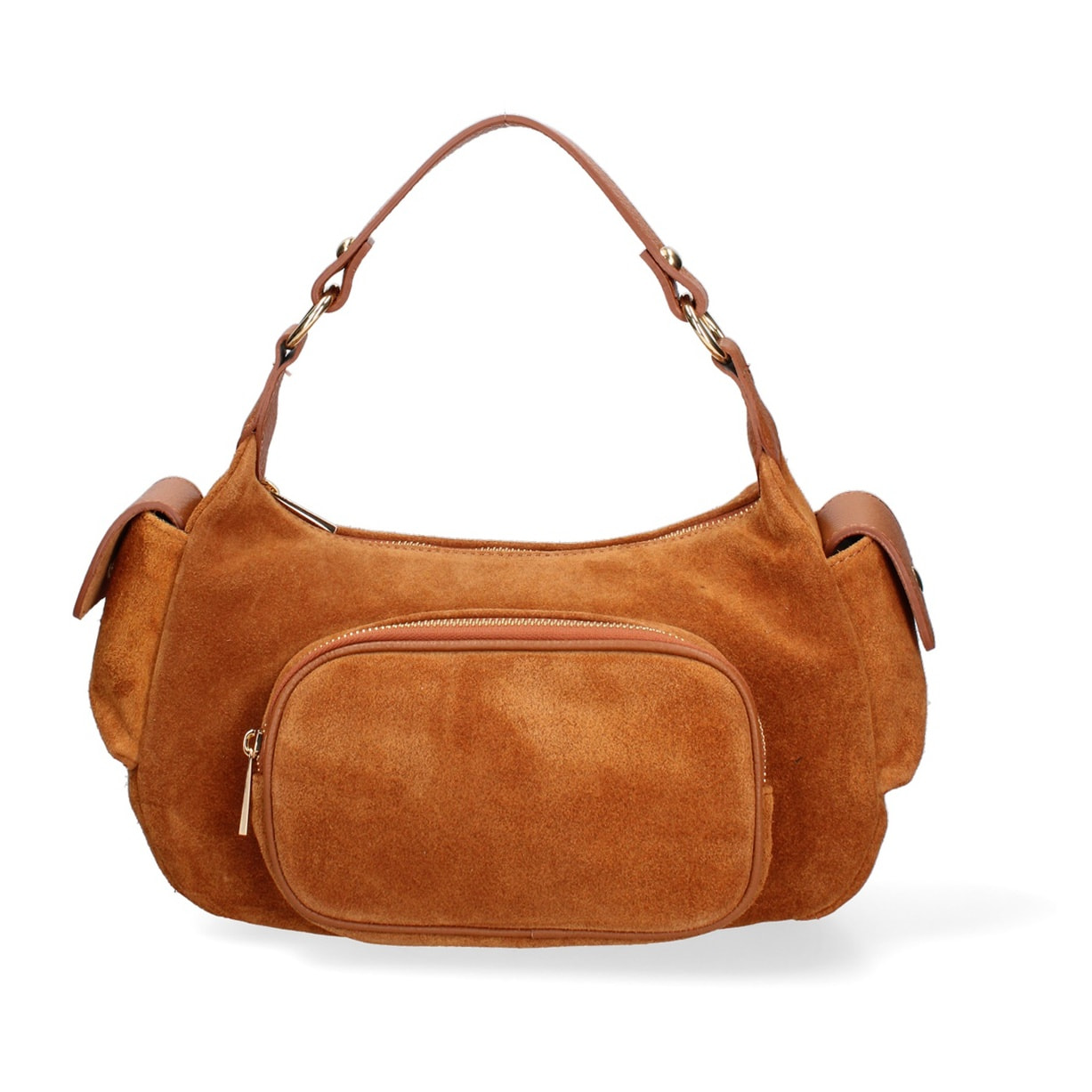 Borsa a spalla da donna Made in Italy - Modello Ardena - Pelle scamosciata - 30.0 x 17.0 x 12.0 cm