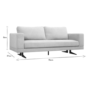 Canapé design 3 places en tissu chenille beige et métal noir LENNON