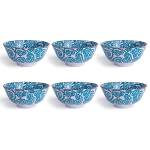 Set 6 Bolo 16 cm Excelsa – Oriented, Porcellana Azzurro