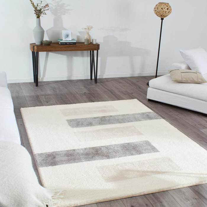Tapis shaggy tissé motif géométrique BUHU