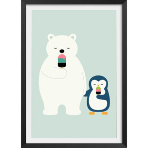 Affiche  time to ice cream Affiche + cadre en bois - Noir