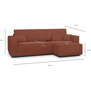 Canapé d'angle convertible 4 places en tissu chenille - LIVIA