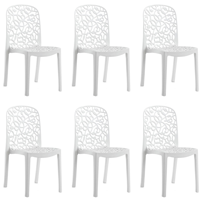 Set seis sillas flora blanca