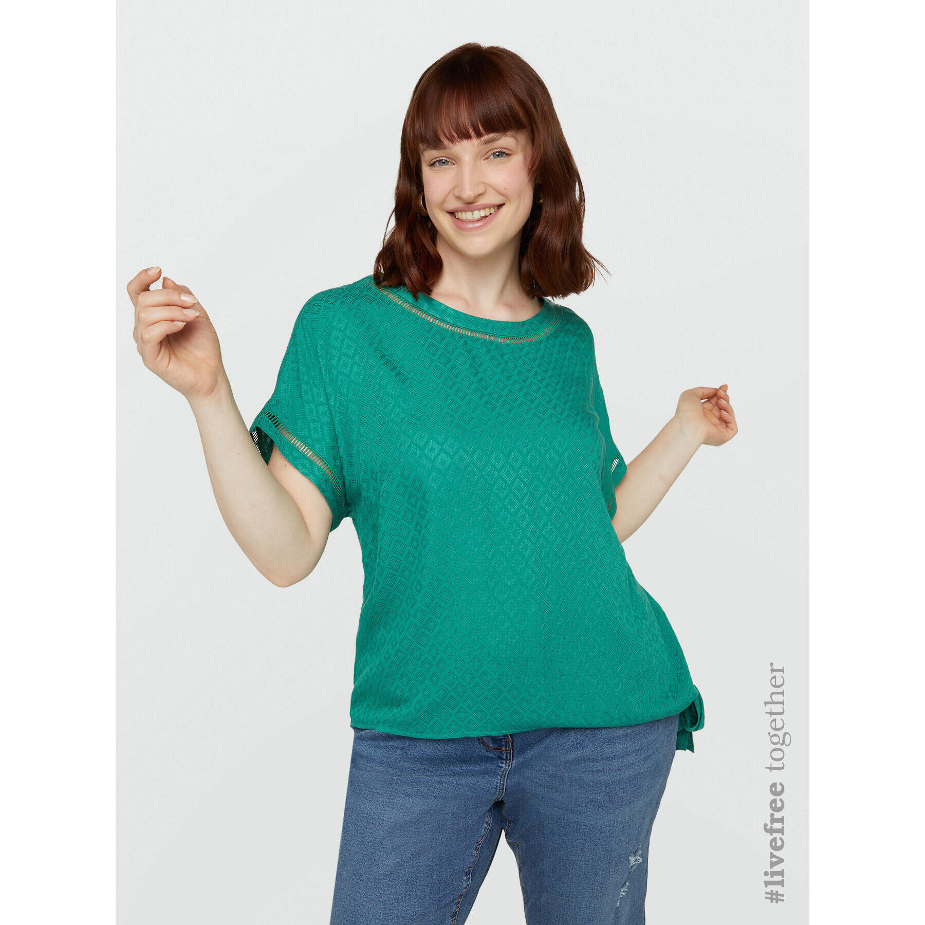 Fiorella Rubino - Blusa a disegni etnici in viscosa LENZING™ ECOVERO™ - Verde