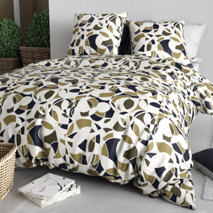Parure housse de couette imprimée 220x240cm + 2 Taies 100% coton 57fils KLEE