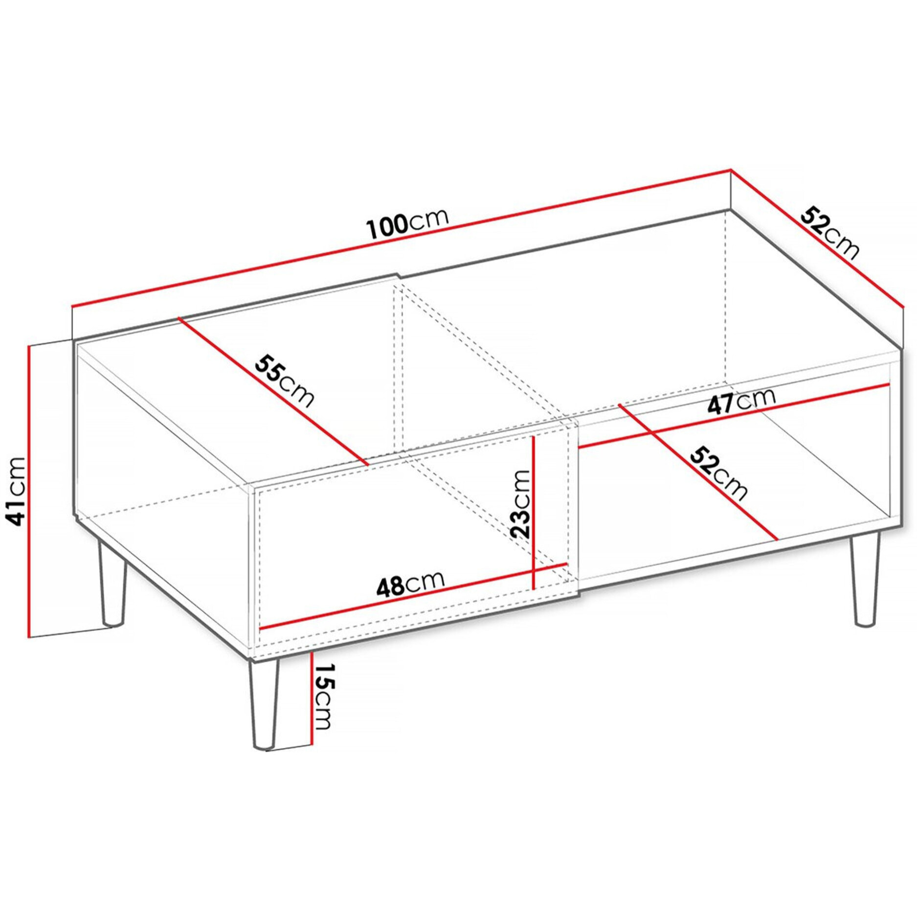 Table basse "Nakomo " - 100 x 41 x 52 cm - Blanc