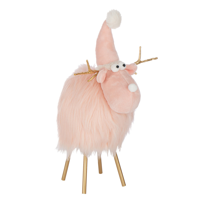 J-Line figurine Renne - polyrésine - rose - medium