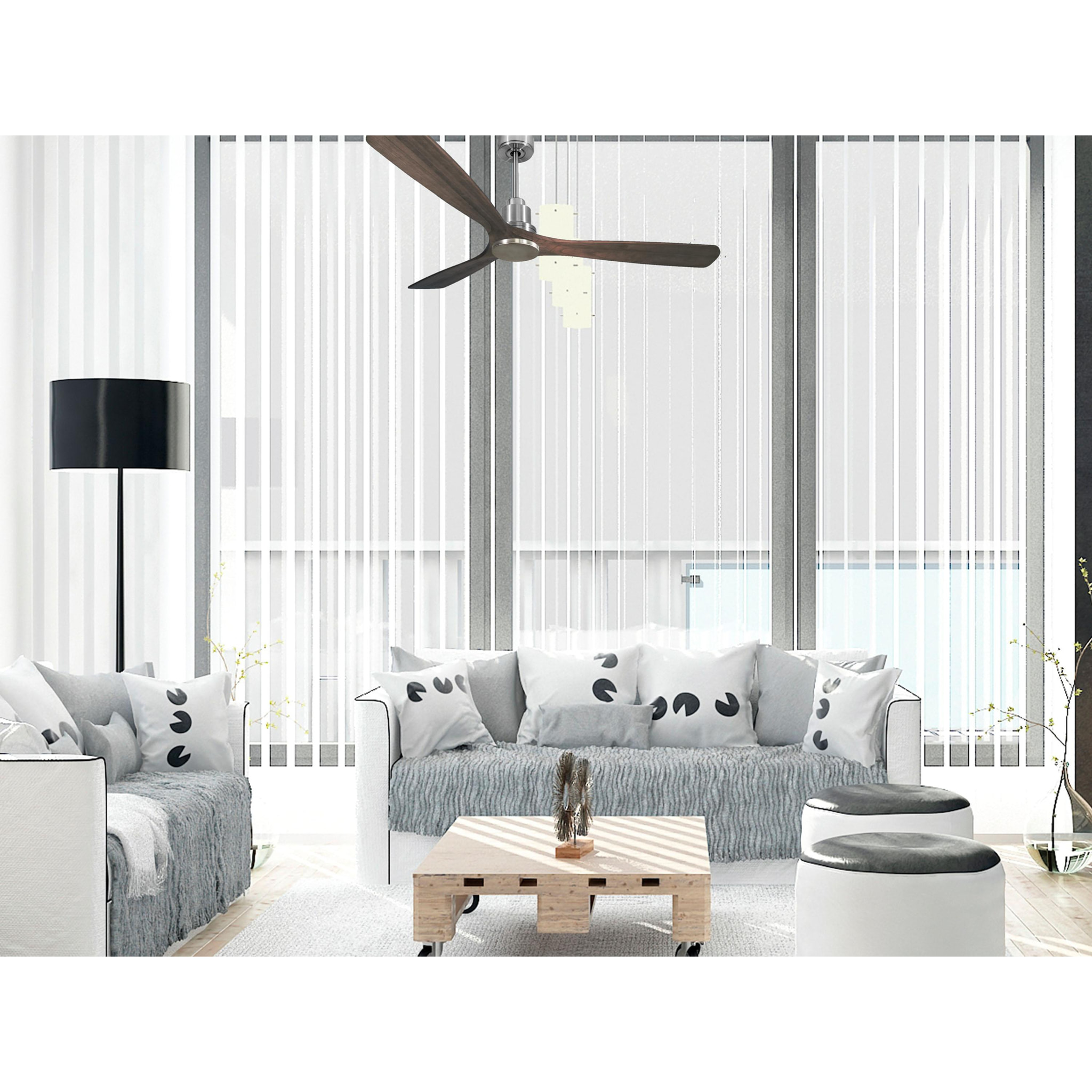 Ventilateur de plafond Réversible  Thermostat Wifi Moteur à courant continu Toits en pente Télécommande Mémoire