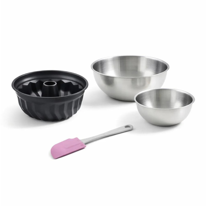Set de 4 ustensiles de pâtisserie moule à gâteaux 2 bols et spatule Black mettallic Black mettallic Zenker  Black mettallic