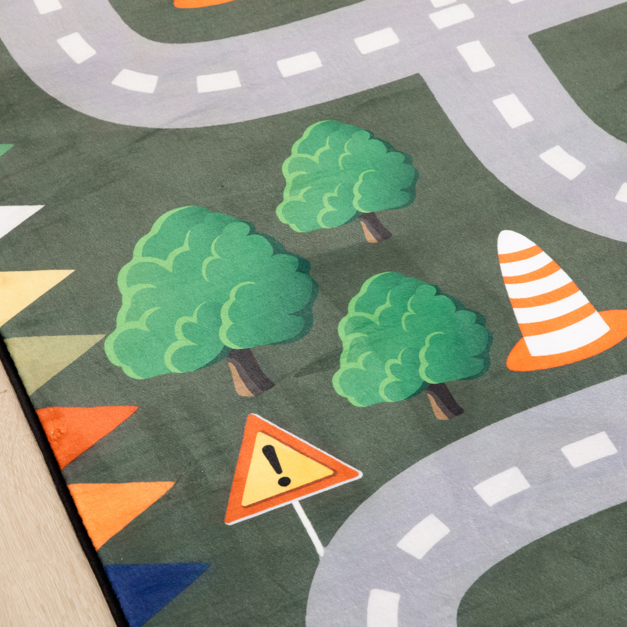 Alfombra de Juego para Niños 230x160 cm Alfombra Infantil de Carretera Antideslizante para Dormitorio Sala de Juegos Habitación Verde