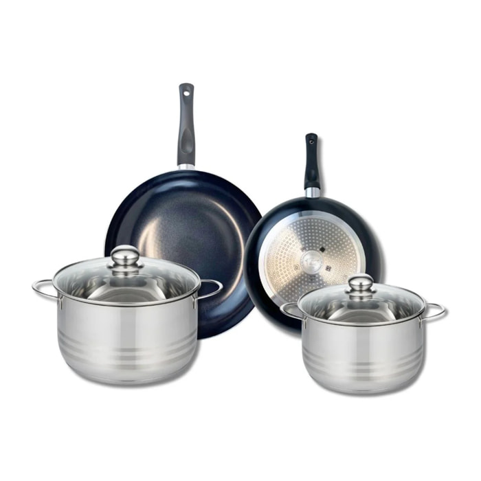 Ensemble de 2 Poêles de cuisson 24 et 28 cm et 2 faitouts 20 et 24 cm Elo Prima Brillant