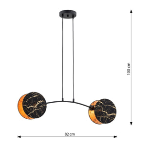Lampada a sospensione MOTIF in acciaio nero con paralumi effetto marmo