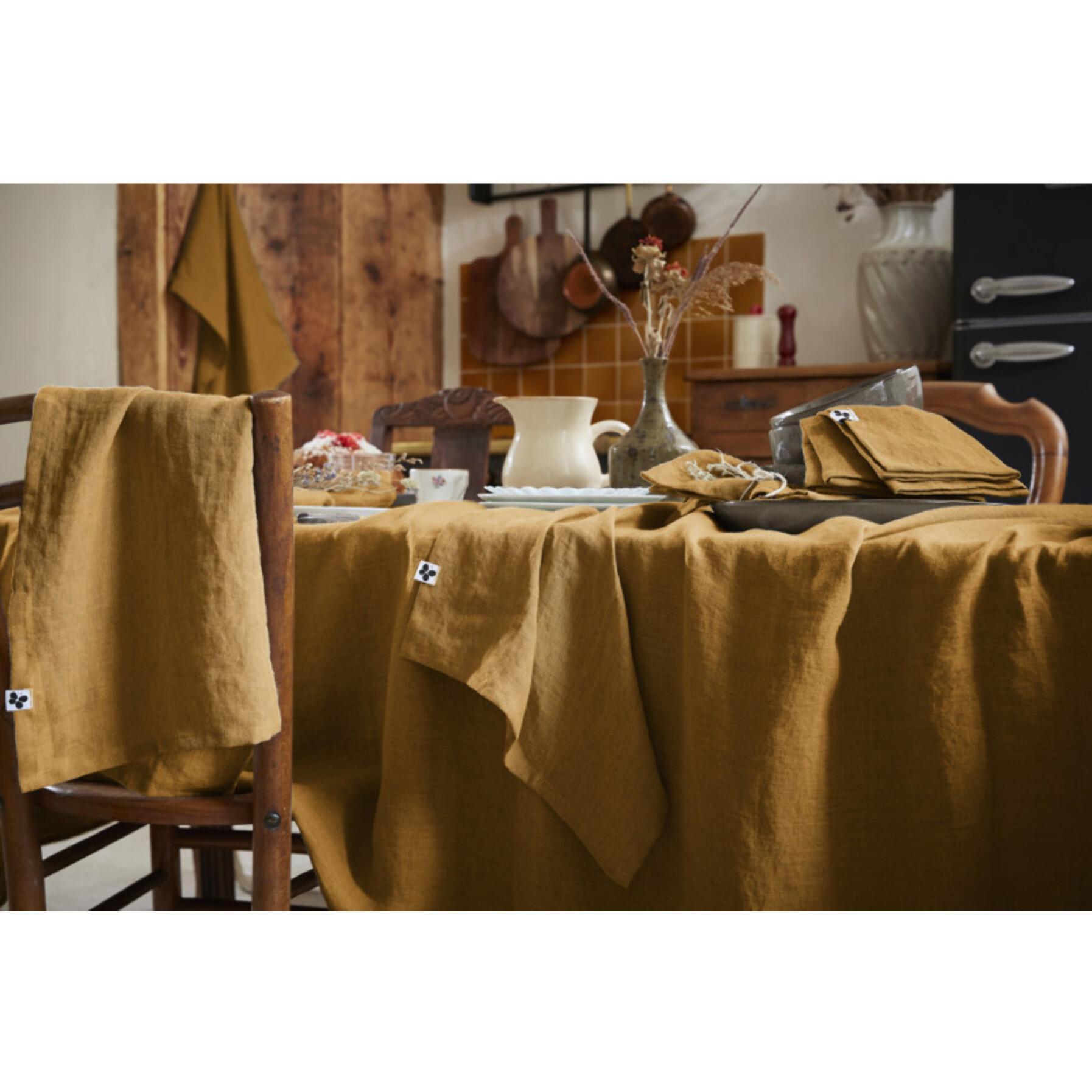 Nappe de table ''Soline'' Lin lavé - Couleur: Soline Caramel