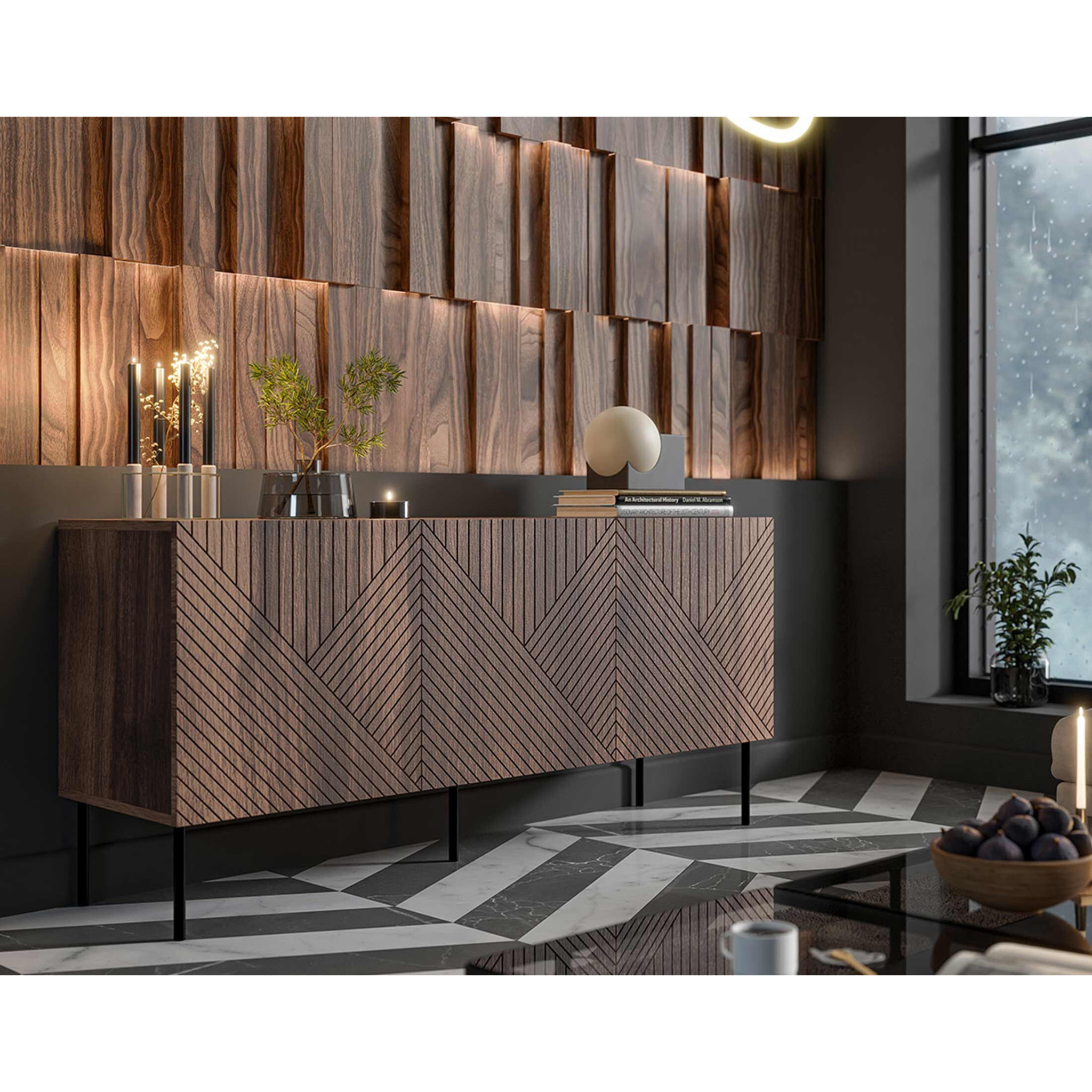 Salvador - buffet bas - effet bois - 3 portes - 150 cm - Bois