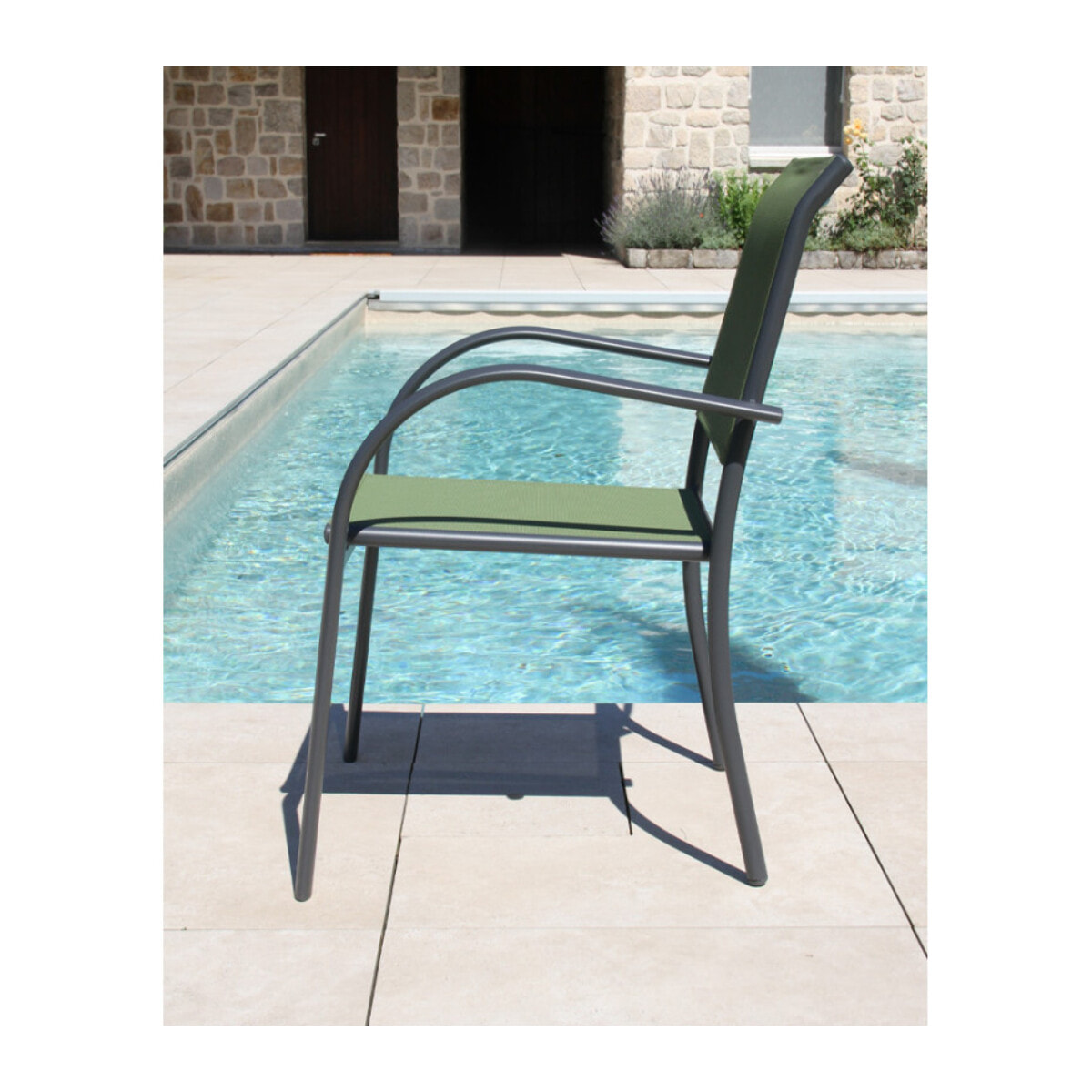 Ensemble table et chaises de jardin  - vert sauge - HONFLEUR XL SPC BEZIERS ardoise