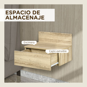 2 Mesitas de Noche Flotantes Juego de 2 Mesillas de Noche de Pared con Cajón de Almacenamiento para Dormitorio Habitación Hogar 43x36,5x30,5 cm Natural