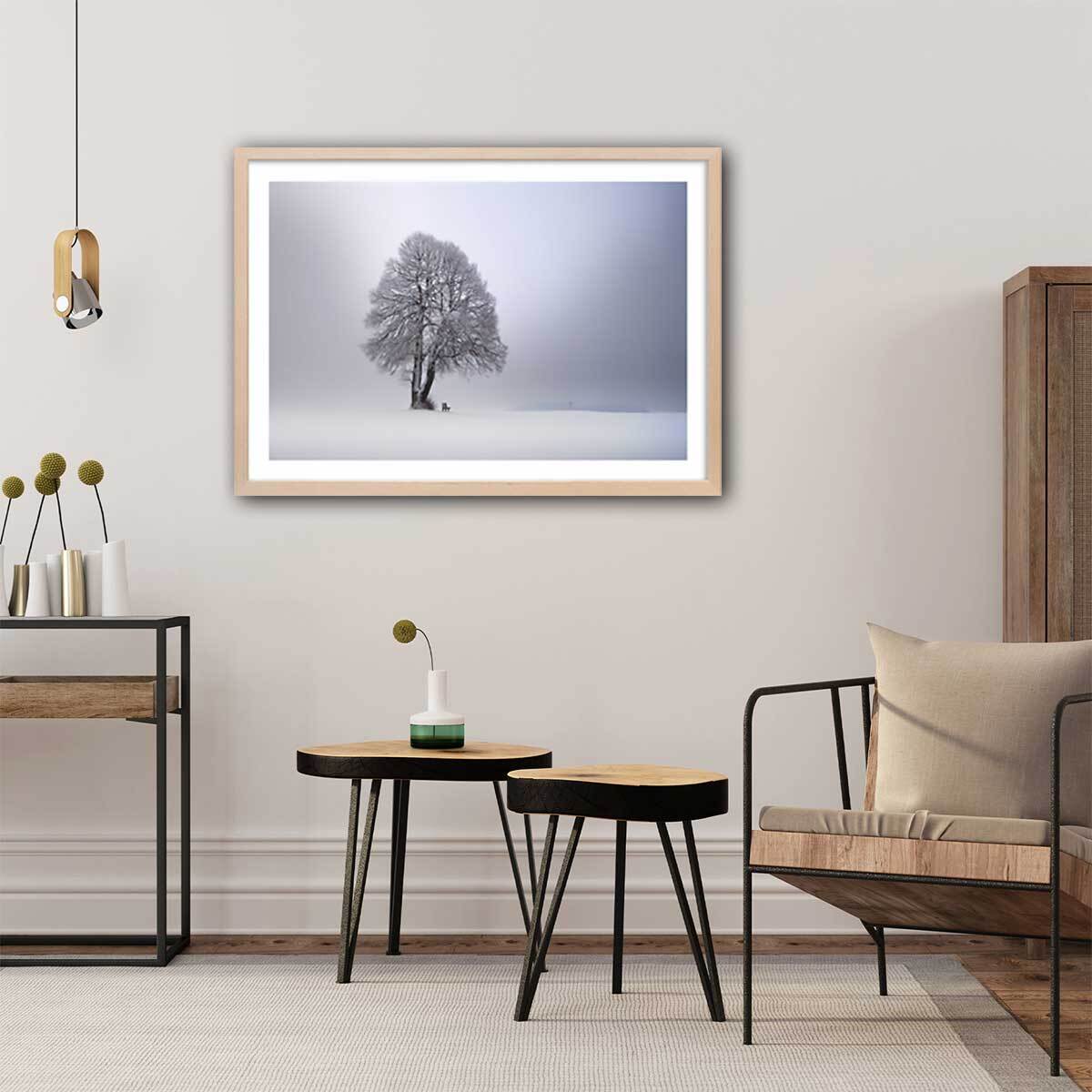 Affiche paysage Lumière d' hiver Affiche + cadre en bois - Chêne