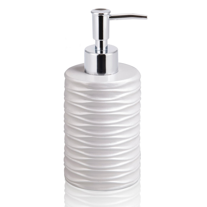 Distributeur de savon Tomasucci WAVE, en résine, argenté, 7,5 × 7,5 × 10,5 cm