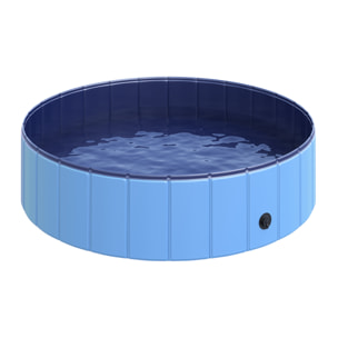 Piscina Plegable para Mascotas de PVC Madera Φ120x30 cm Azul