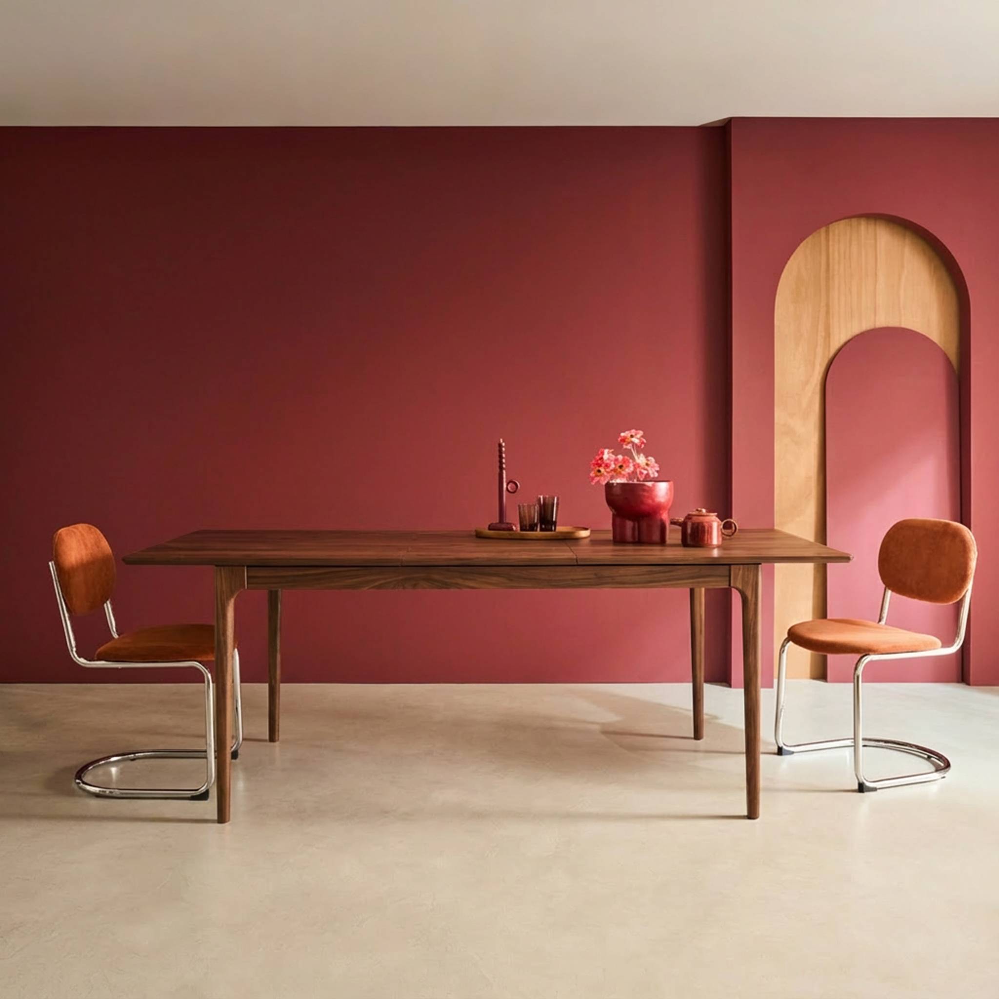 Table à manger rectangulaire extensible bois d'hévéa et placage frêne 6-8 places ELENA