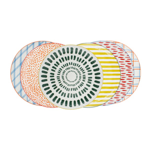 Lot de 6 grandes assiettes, Fruits en Folie