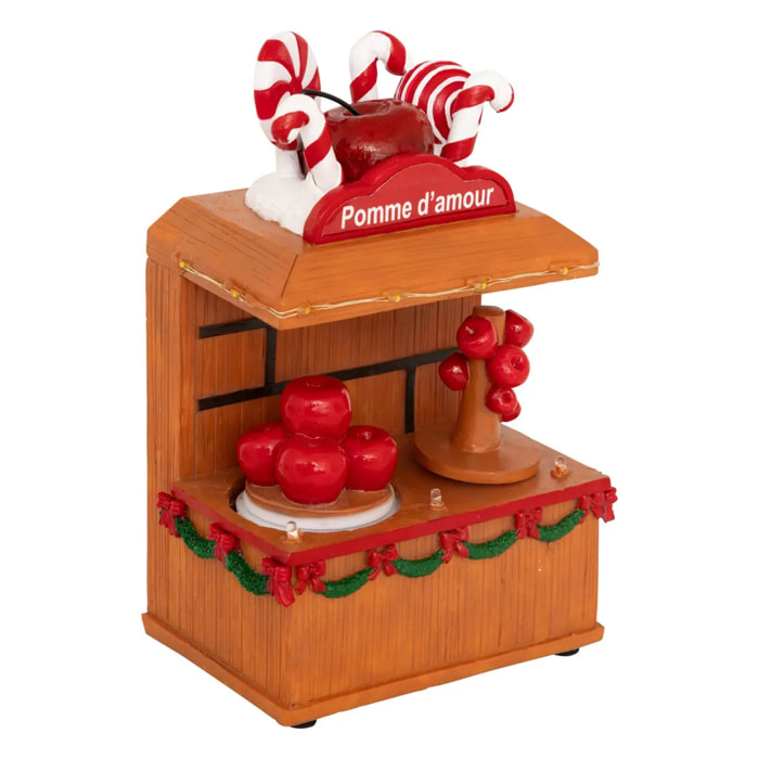 Village lumineux pomme d'amour 7 LED multicolore musical