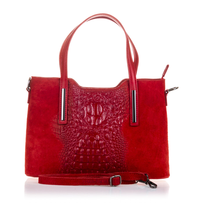 Fiesole Bolso tote Mujer.Piel auténtica Gamuza Grabado Cocodrilo