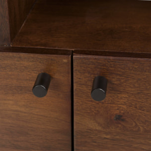ALIX - Bibliothèque design bois foncé et métal noir 2 portes ALIX