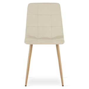 Set di 4 Sedie Kara in Velluto Beige con Gambe Effetto Legno