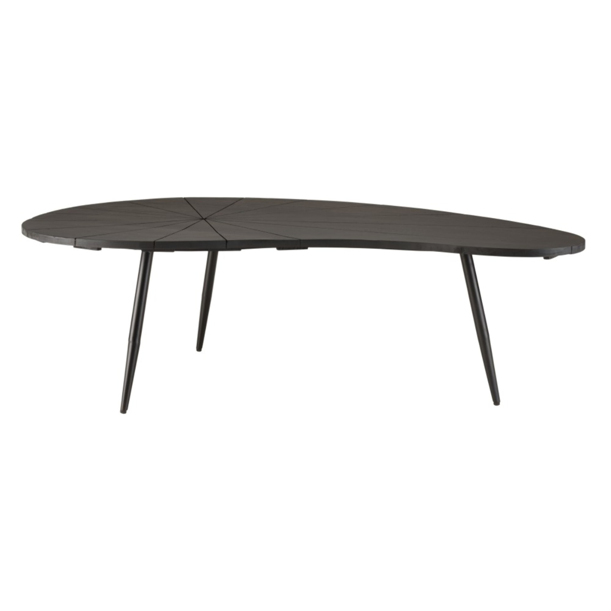 JAMES - Table basse ovoïde plateau texturé noir mat pieds en fer noir