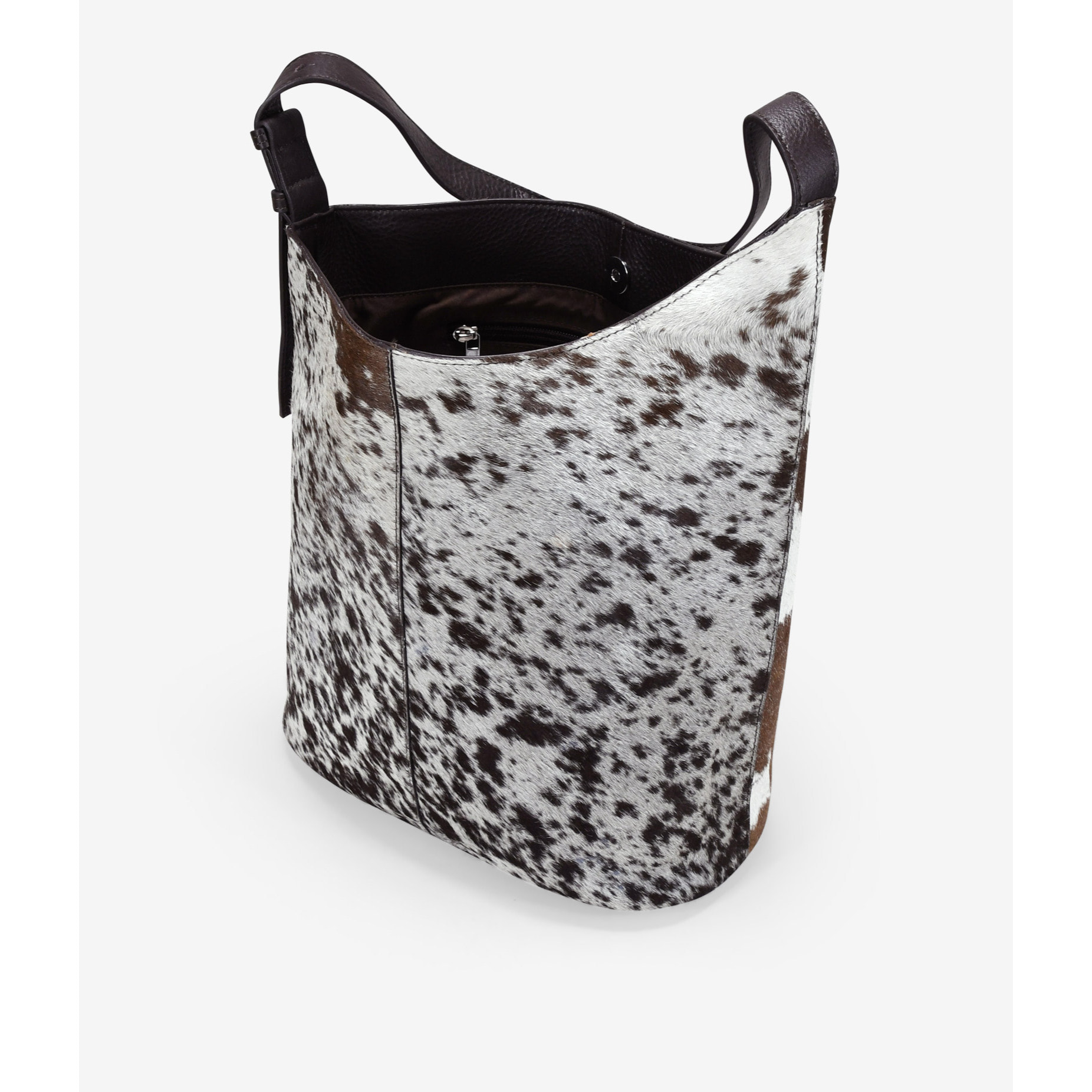 Bolso de hombro de piel con pelo efecto vaca