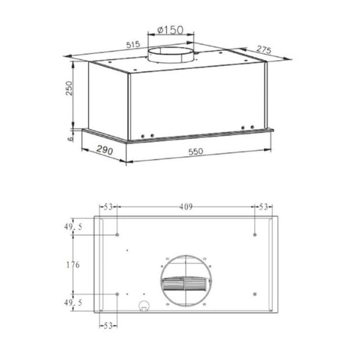 Hotte encastrable AIRLUX AHGG55BK Contrôle par geste