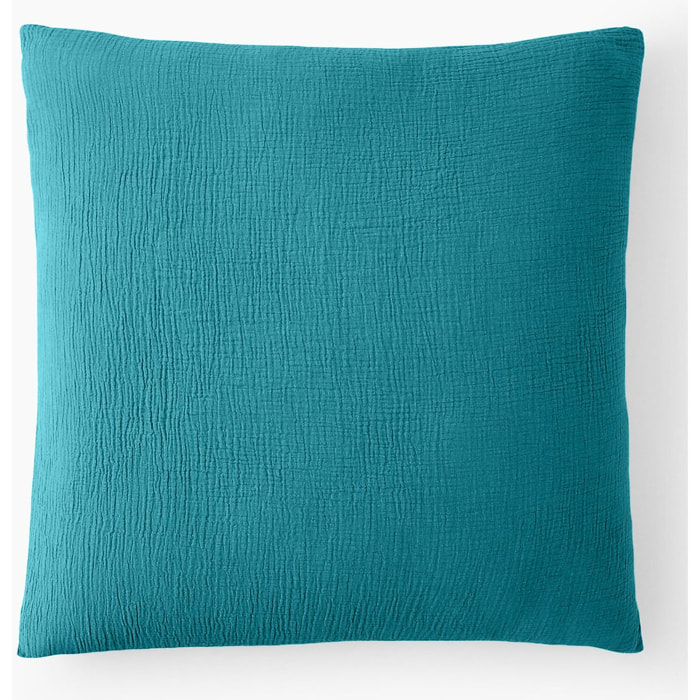 Paire de taies d'oreiller 100% gaze de coton bleu enamel