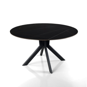Table à manger extensible Tomasucci TAAK, en céramique, marbre noir, gris H.77 P.85 L.135